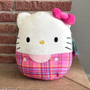 Hello Kitty Squishmallows with Pink Plaid Design